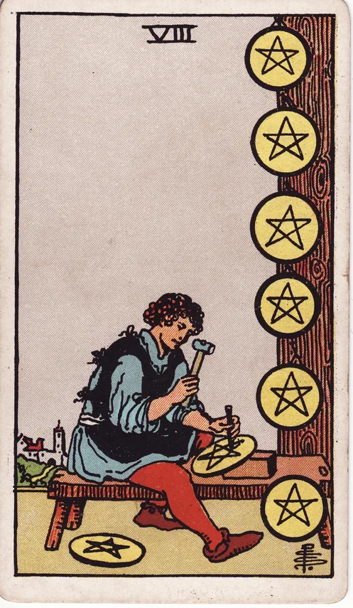 Eight of Pentacles, Rider-Waite-Smith tarot card