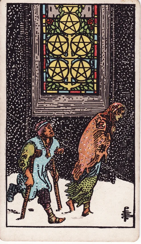 Five of Pentacles, Rider-Waite-Smith tarot card