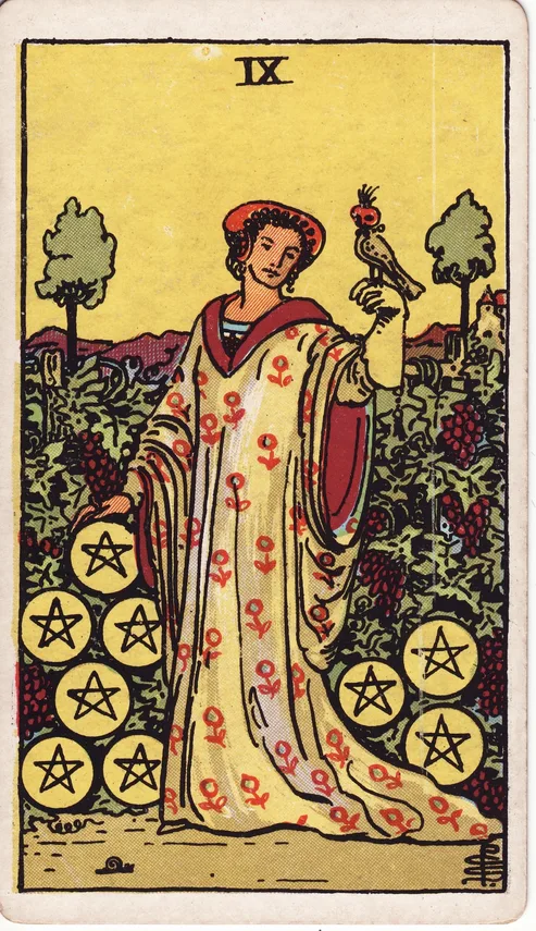 Nine of Pentacles, Rider-Waite-Smith tarot card