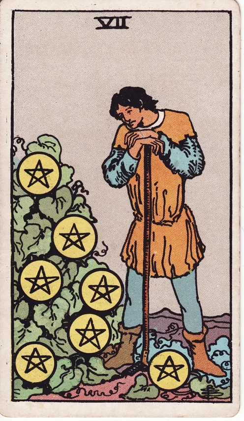 Seven of Pentacles, Rider-Waite-Smith tarot card