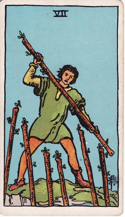 Seven of Wands, Rider-Waite-Smith tarot card