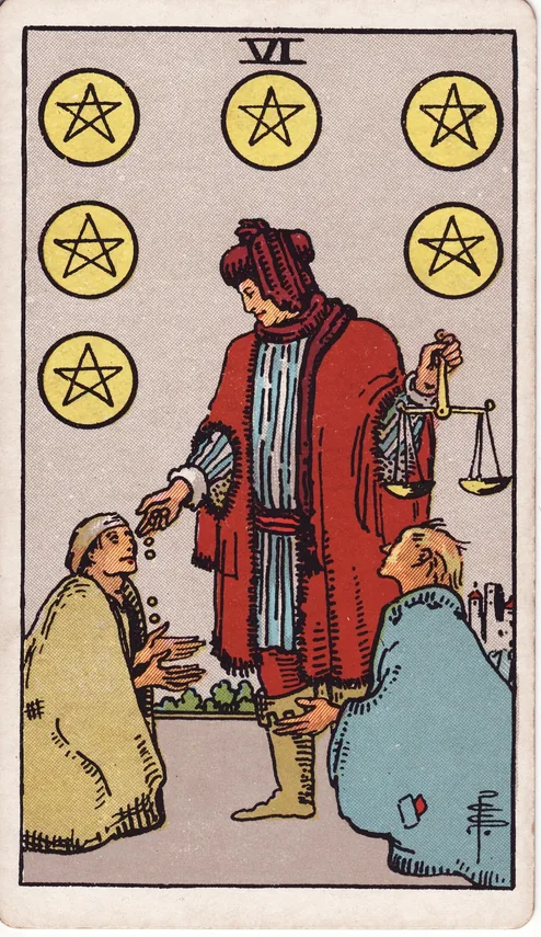 Six of Pentacles, Rider-Waite-Smith tarot card