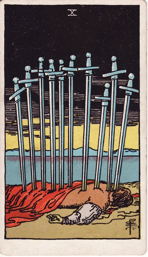Ten of Swords, Rider-Waite-Smith tarot card