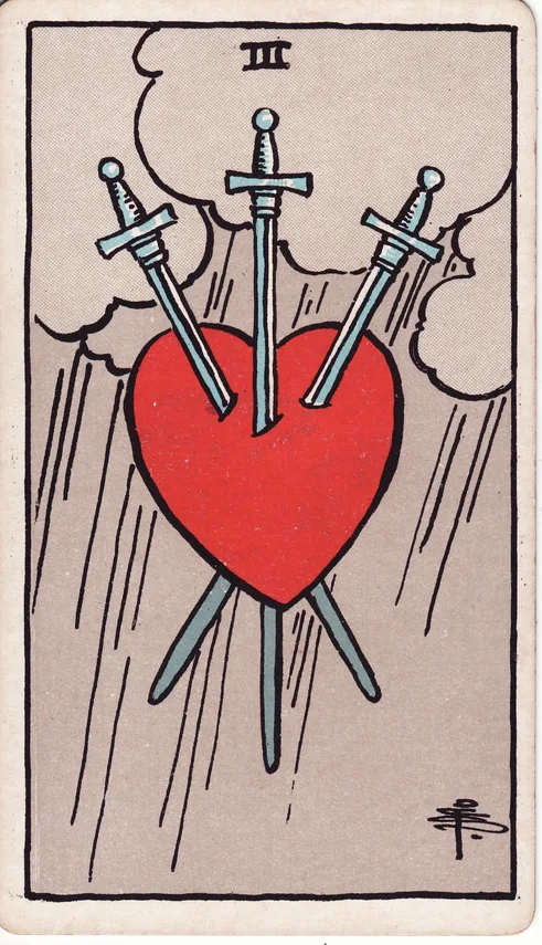 Three of Swords, Rider-Waite-Smith tarot card