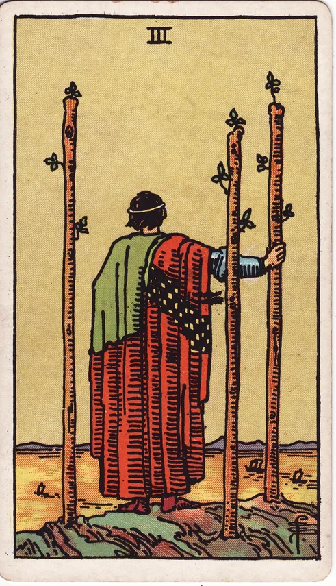 Three of Wands, Rider-Waite-Smith tarot card