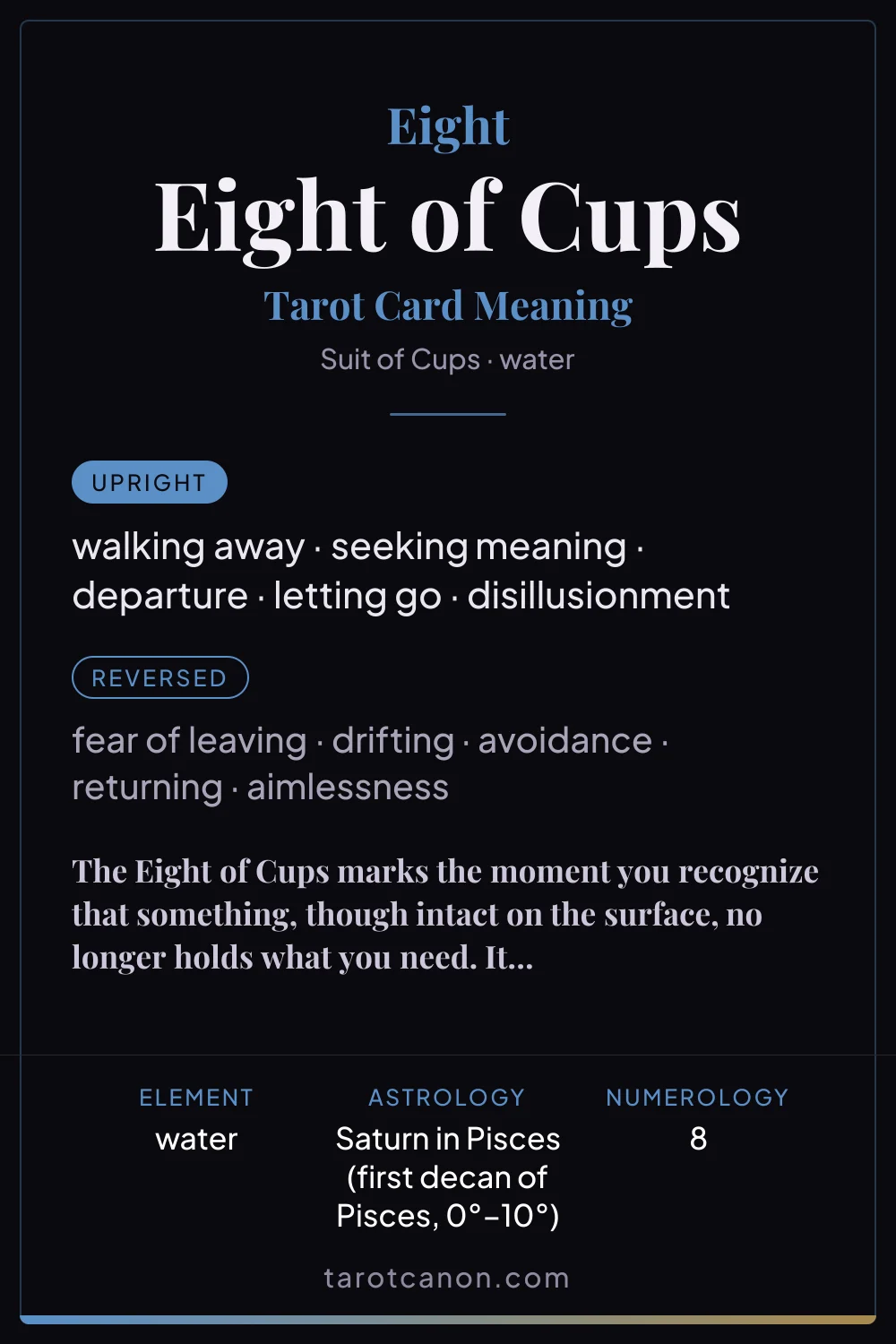 Eight of Cups - tarot card meaning