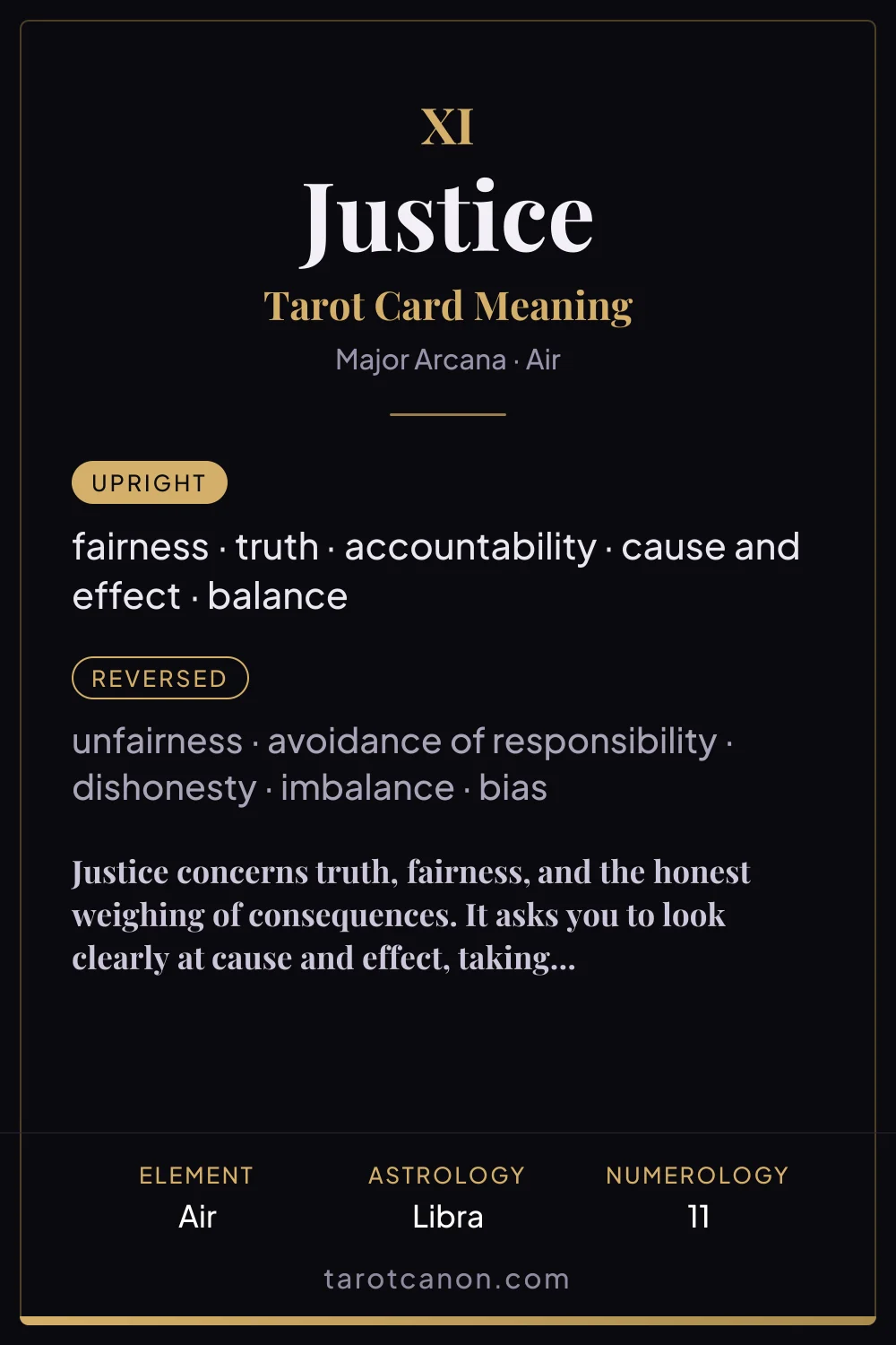 Justice - tarot card meaning