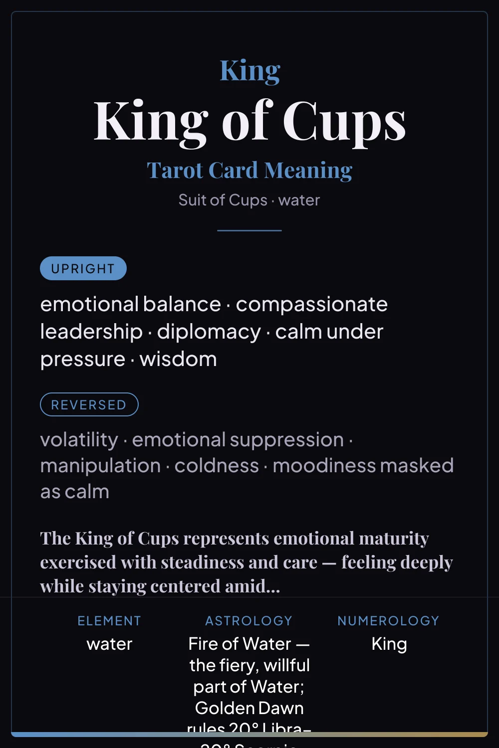 King of Cups - tarot card meaning