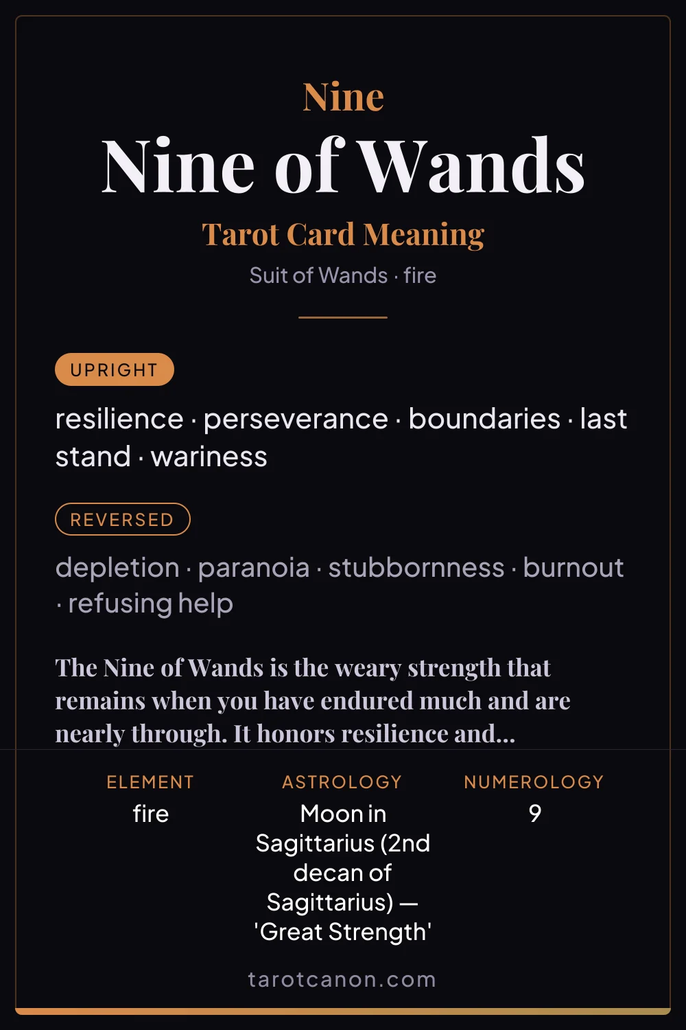 Nine of Wands - tarot card meaning