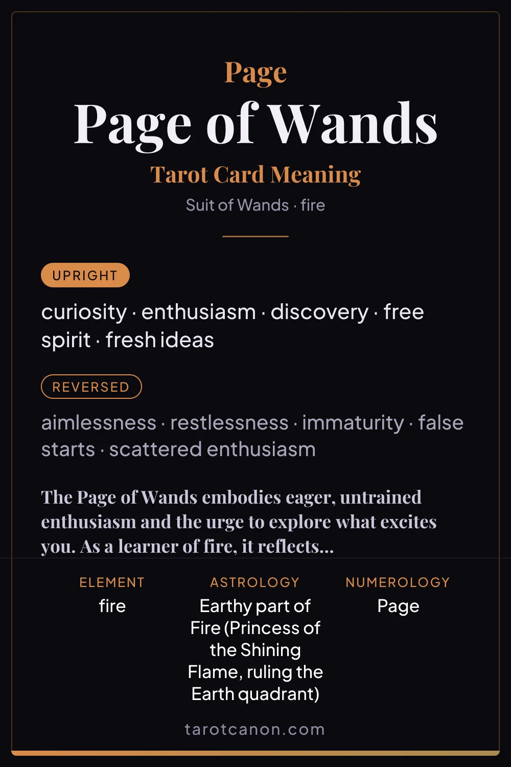 Page of Wands - tarot card meaning