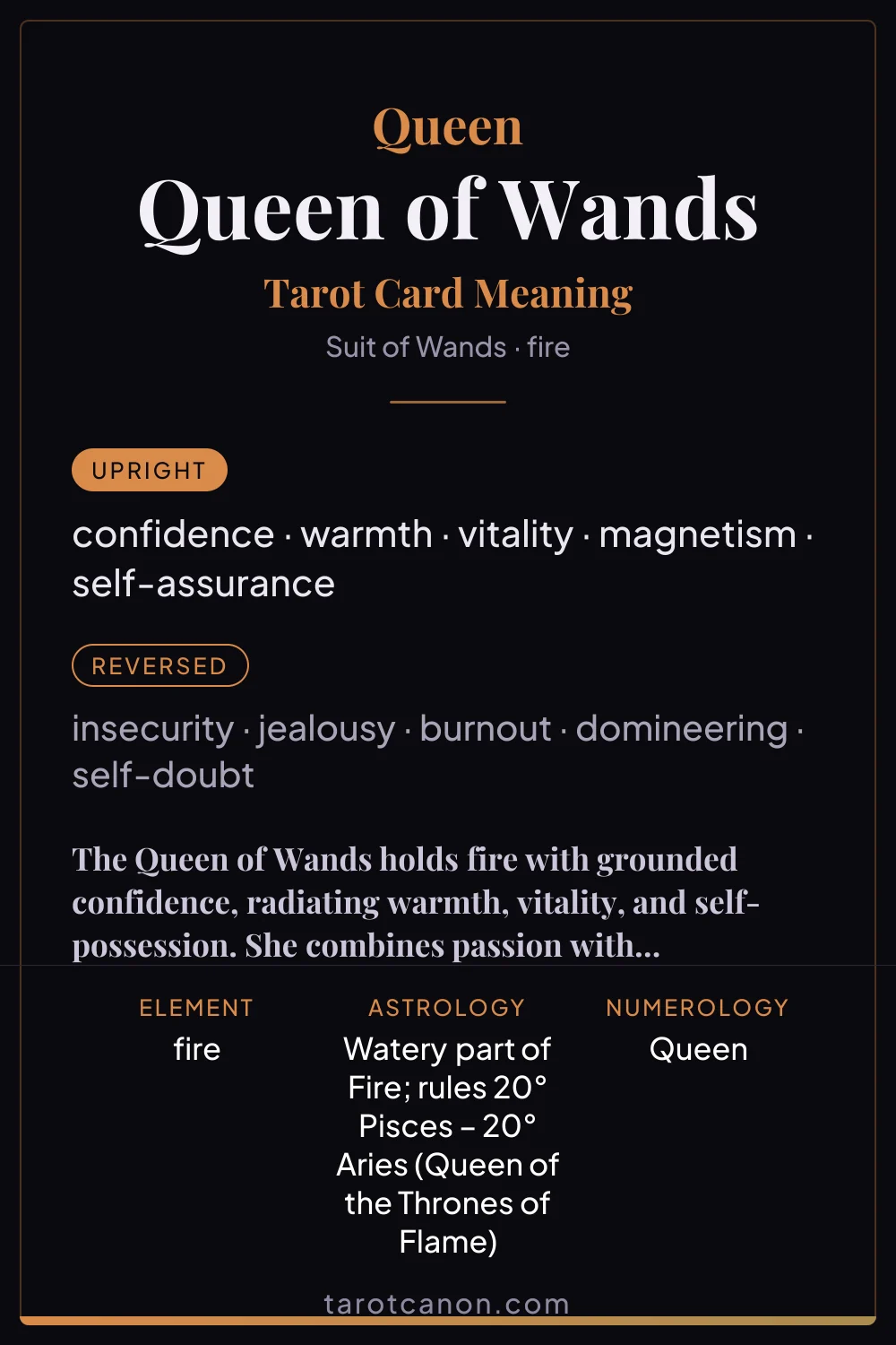 Queen of Wands - tarot card meaning