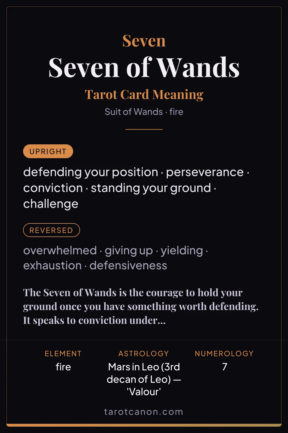 Seven of Wands - tarot card meaning