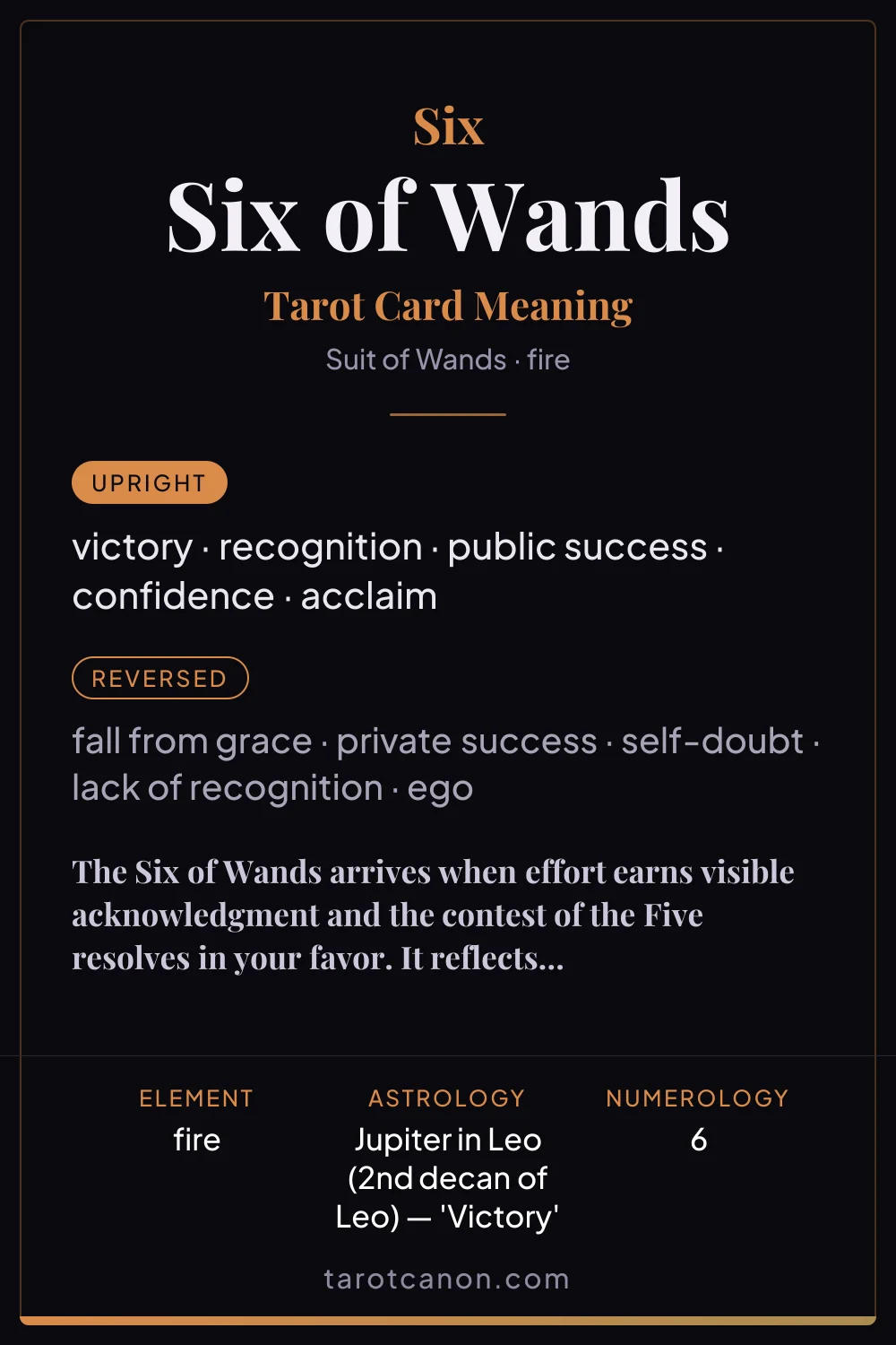 Six of Wands - tarot card meaning
