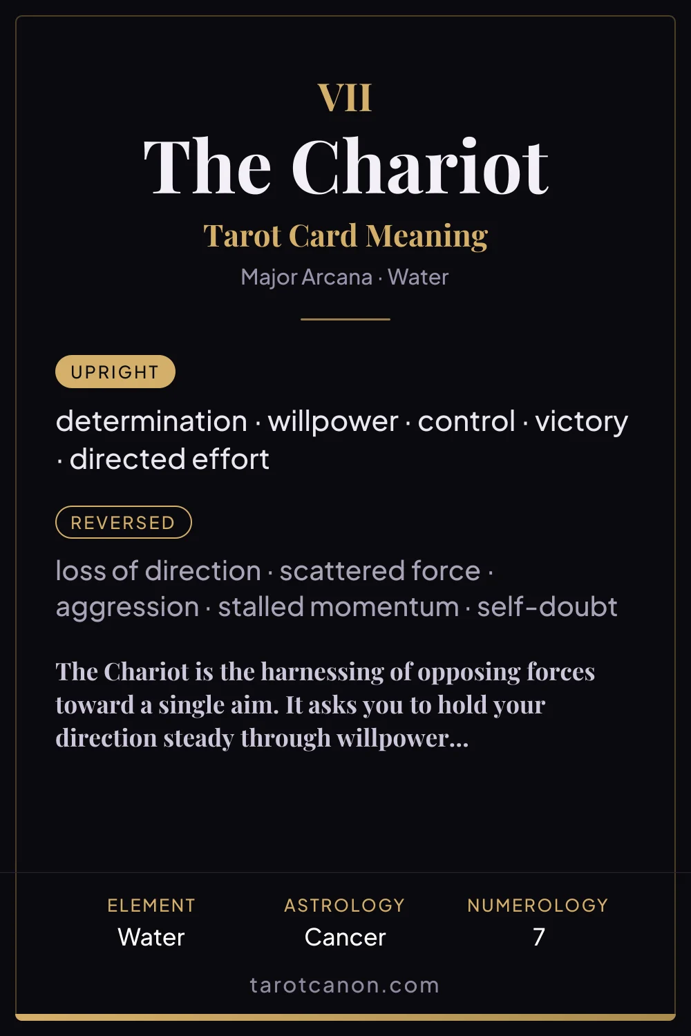 The Chariot - tarot card meaning