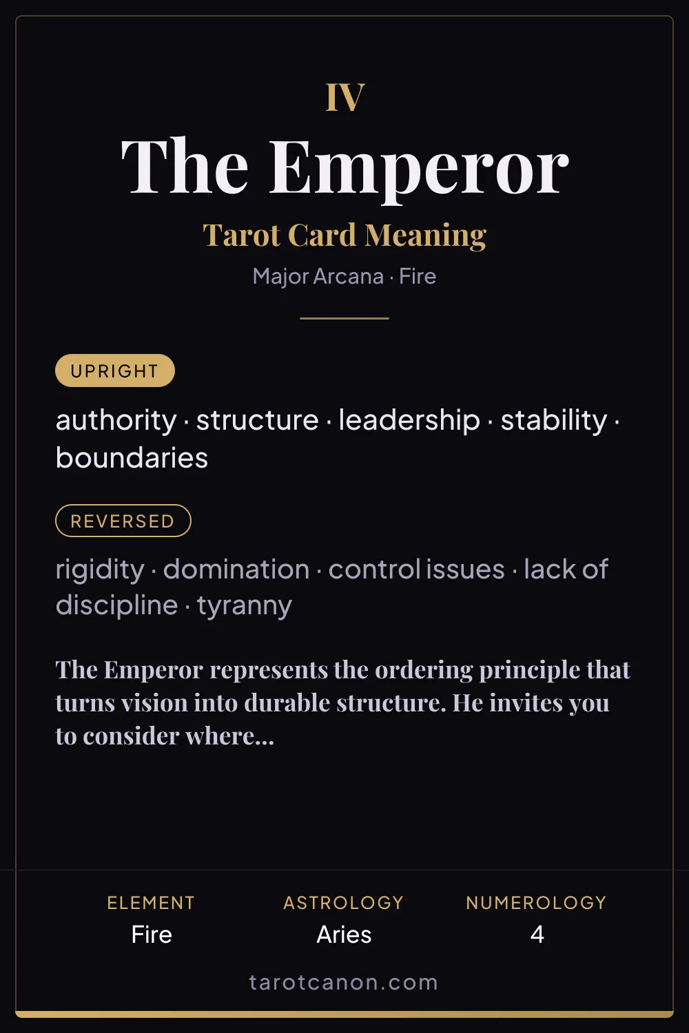 The Emperor - tarot card meaning