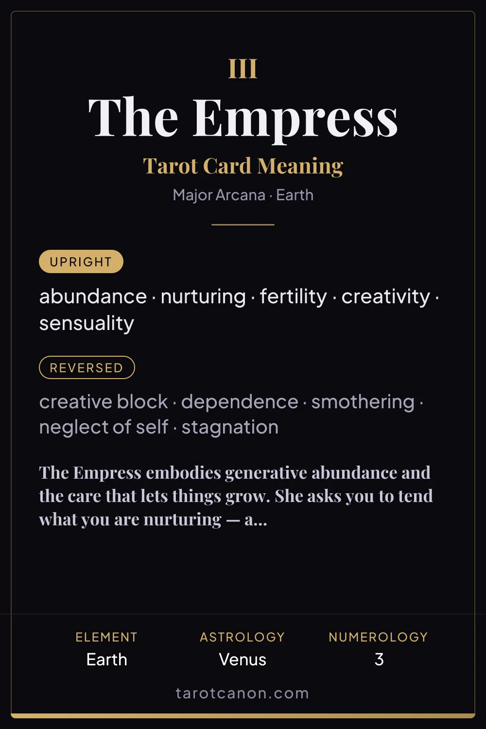The Empress - tarot card meaning