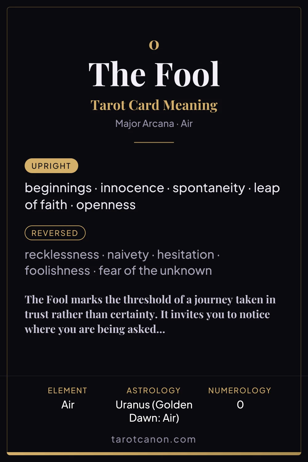 The Fool - tarot card meaning