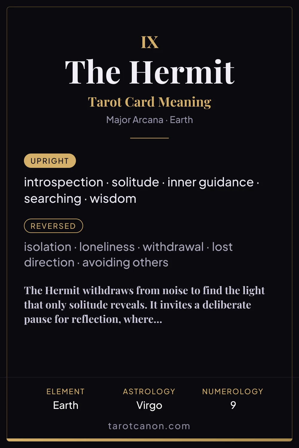 The Hermit - tarot card meaning