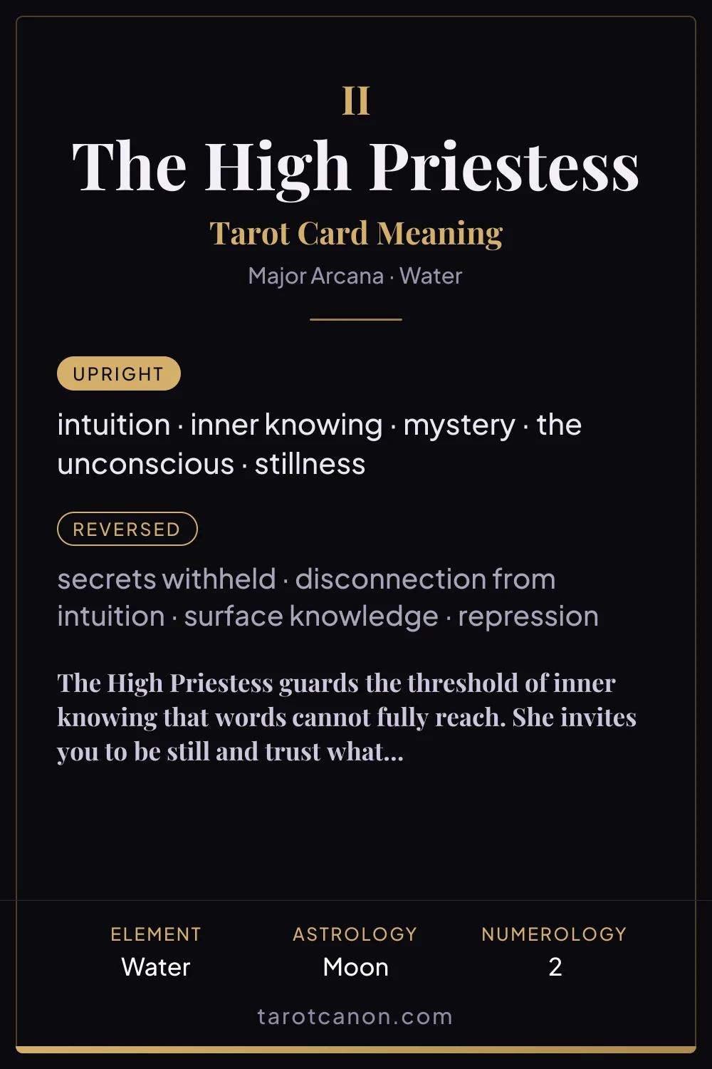 The High Priestess - tarot card meaning