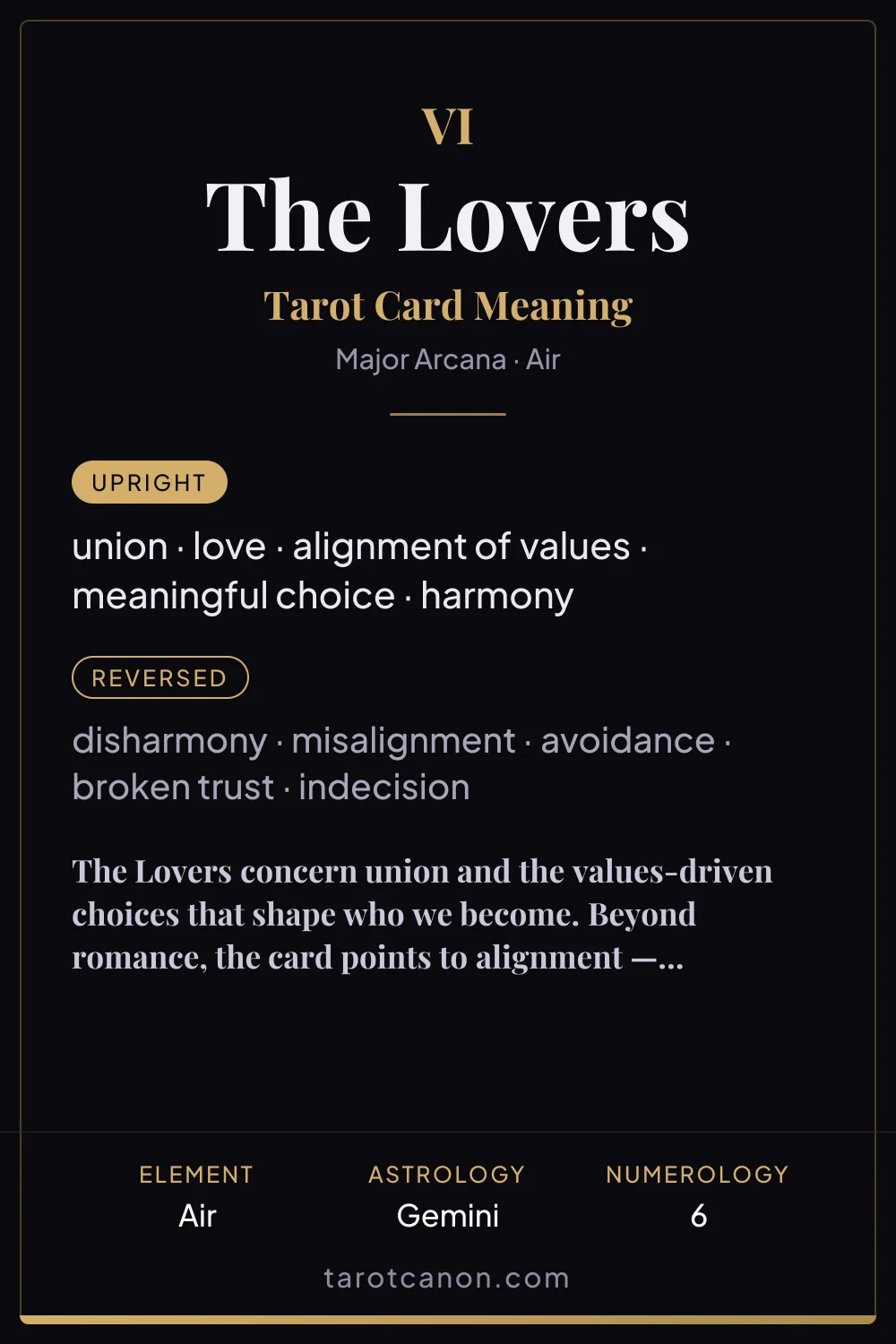 The Lovers - tarot card meaning