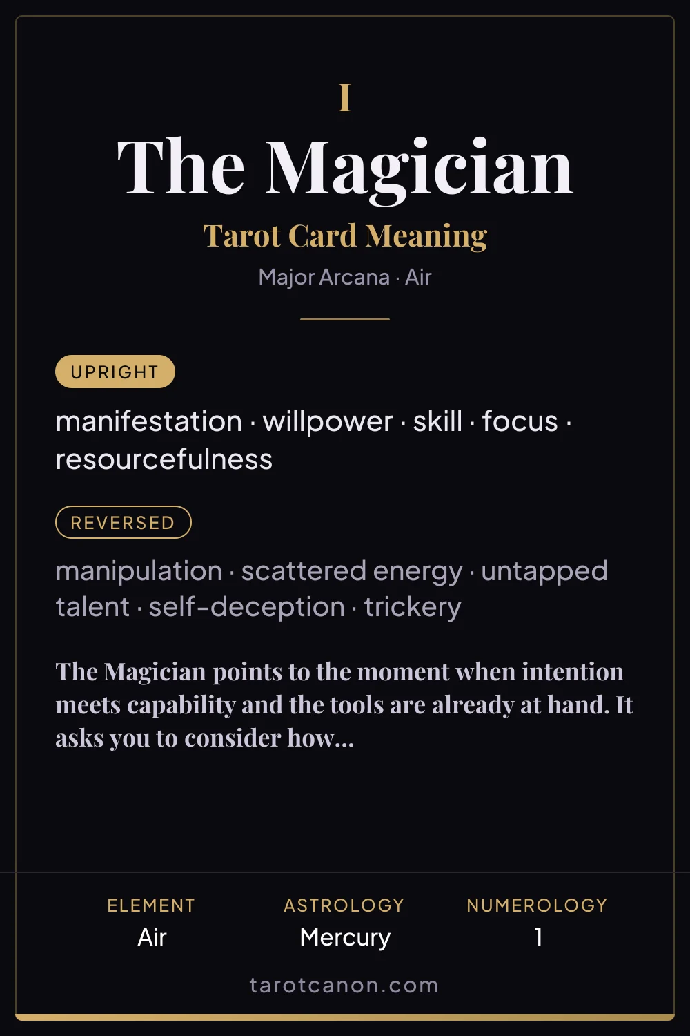 The Magician - tarot card meaning