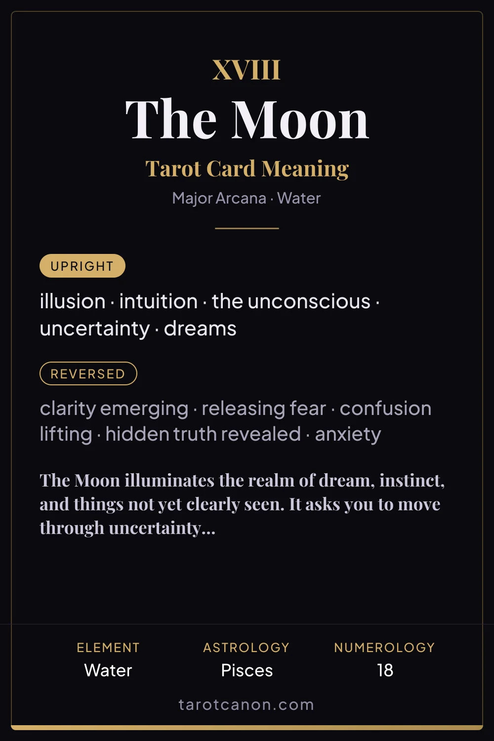 The Moon - tarot card meaning