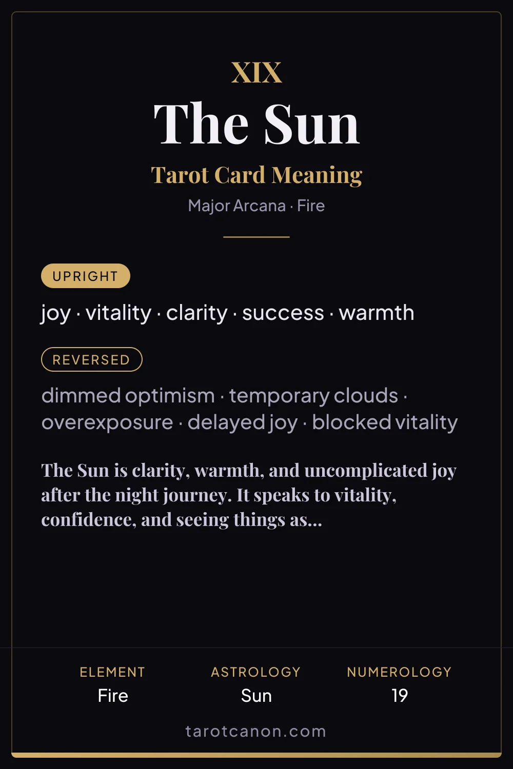 The Sun - tarot card meaning