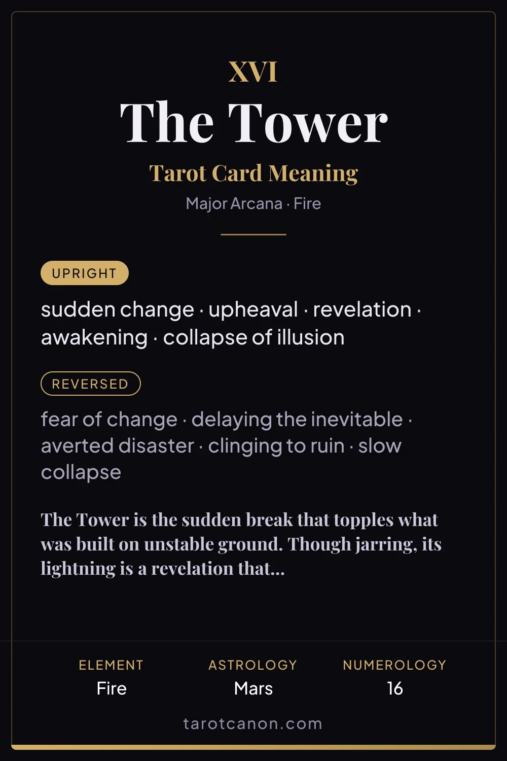 The Tower - tarot card meaning
