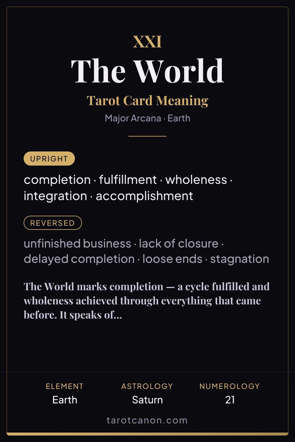 The World - tarot card meaning