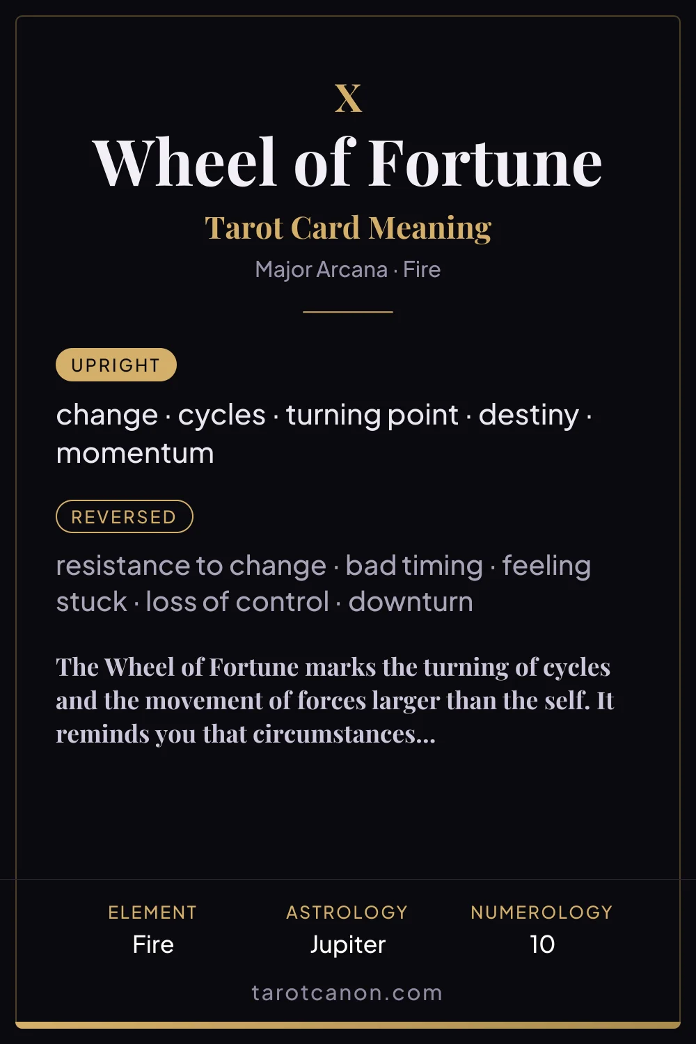 Wheel of Fortune - tarot card meaning